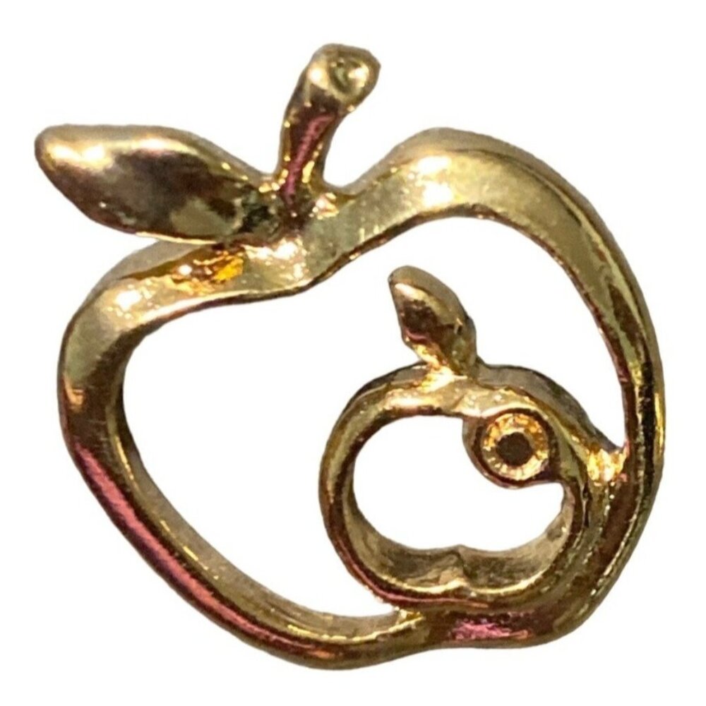 Apple Brooch Pin Gold Plated 50335 Women .75" x .75"